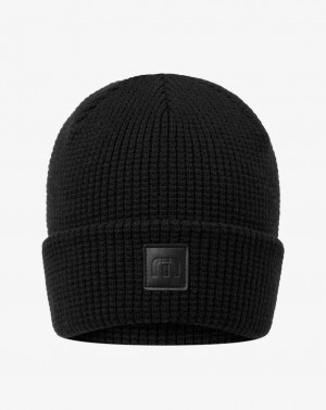 Black Travis Mathew Cloud Waffle Beanie | NLKT59083