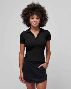 Black Travis Mathew Moveknit Vneck Polo | KVPW45130