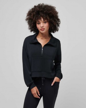 Black Travis Mathew Skyloft Soft Half Zip | SXEJ72408