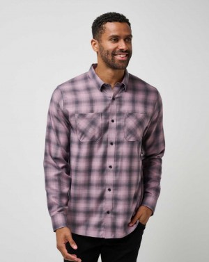 Elderberry/Total Eclipse Travis Mathew Cloud Plaid Flannel Button-up | BLDR30472