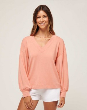 Heather Canyon Sunset Travis Mathew Cloud Terry Vneck Top | QYZH48295