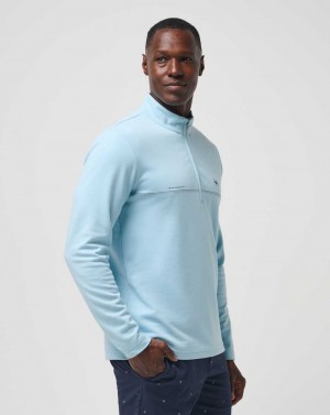 Heather Dream Blue Travis Mathew Upgraded Chest Stripe Quarter Zip | CNBF98632