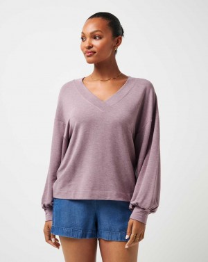 Heather Moonscape Travis Mathew Cloud Terry Vneck Top | JKGZ47215