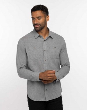 Heather Quiet Shade Travis Mathew Cloud Flannel Button-up | AUNX09134