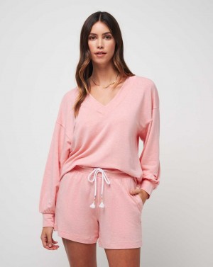 Heather Shell Pink Travis Mathew Cloud Terry Vneck Top | ABYJ07129