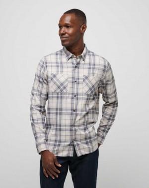 Oxford Tan/Plum Travis Mathew Cloud Flannel Plaid Button-up | TKZH76143