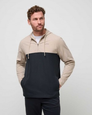 Oxford Tan Travis Mathew Rocky Shore Quarter Zip Hoodie | HNUE98407