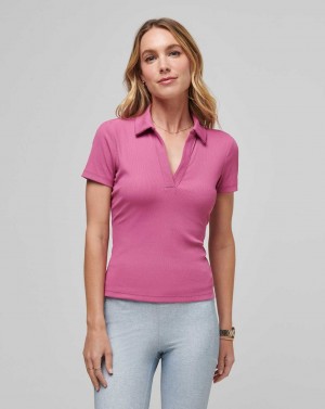 Red Violet Travis Mathew Moveknit Vneck Polo | IYNU46018