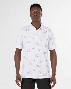 White Travis Mathew Lake Break Polo | OJRP35789