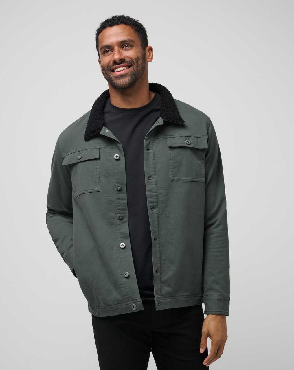 Balsam Green Travis Mathew Cloud Denim Sherpa Jacket | RUFX54328