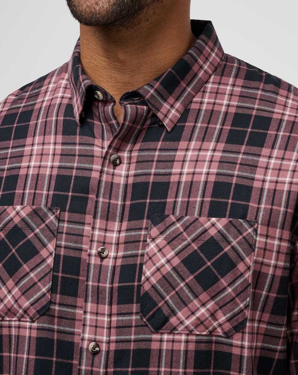 Black/Roan Rouge Travis Mathew Cloud Flannel Plaid Button-up | JIGE45361