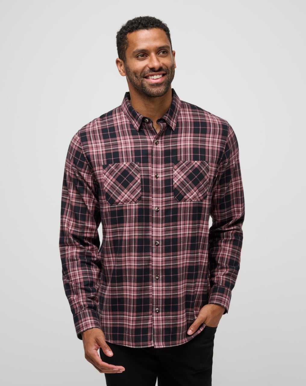 Black/Roan Rouge Travis Mathew Cloud Flannel Plaid Button-up | JIGE45361