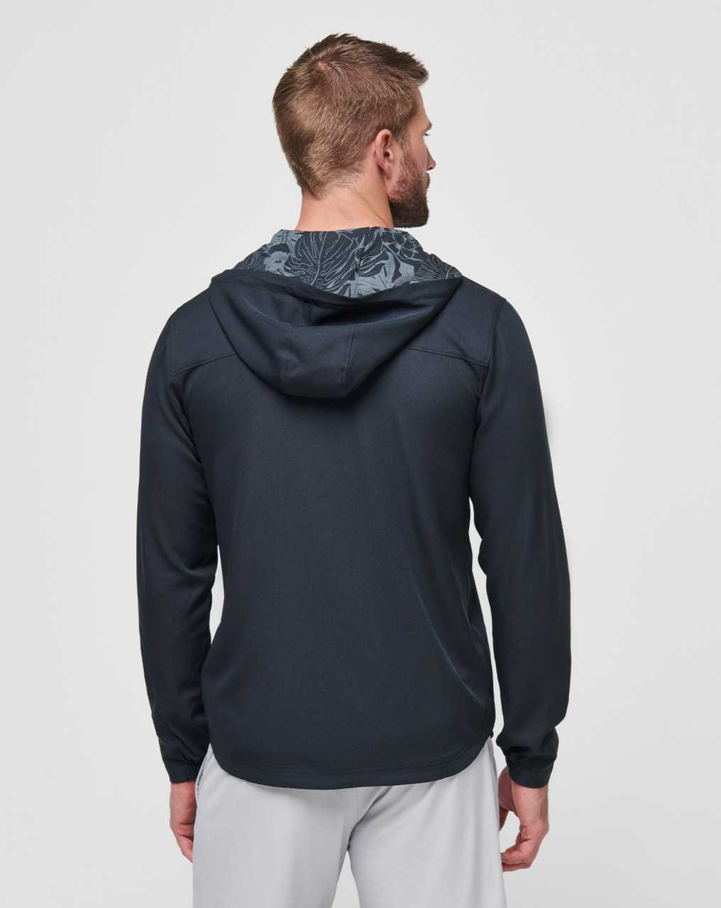 Black Floral Travis Mathew Tech Hoodie Quarter Zip | PIHR09743