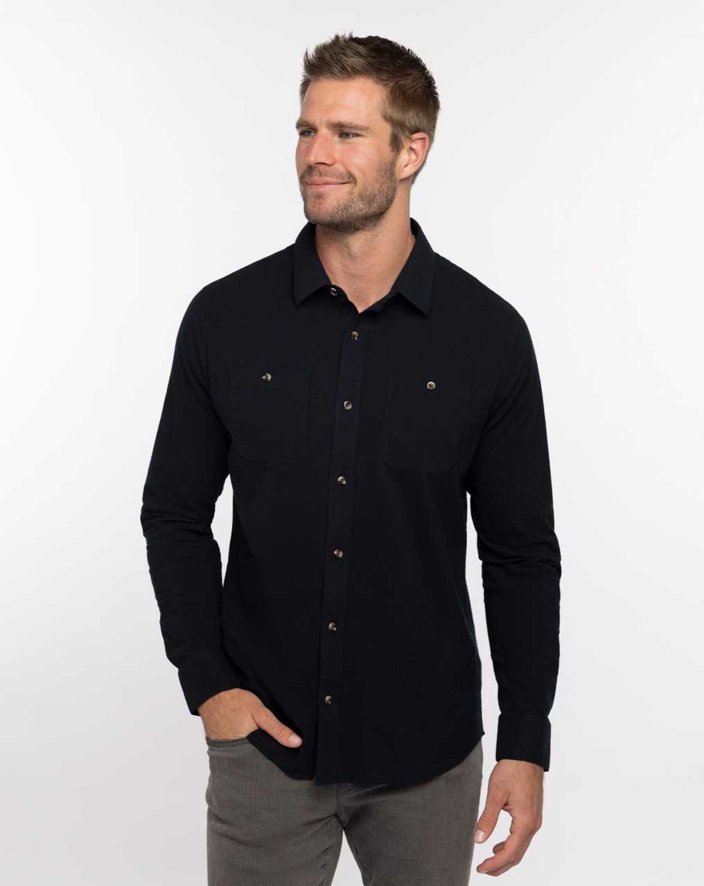 Black Travis Mathew Cloud Flannel Button-up | GKAT58723