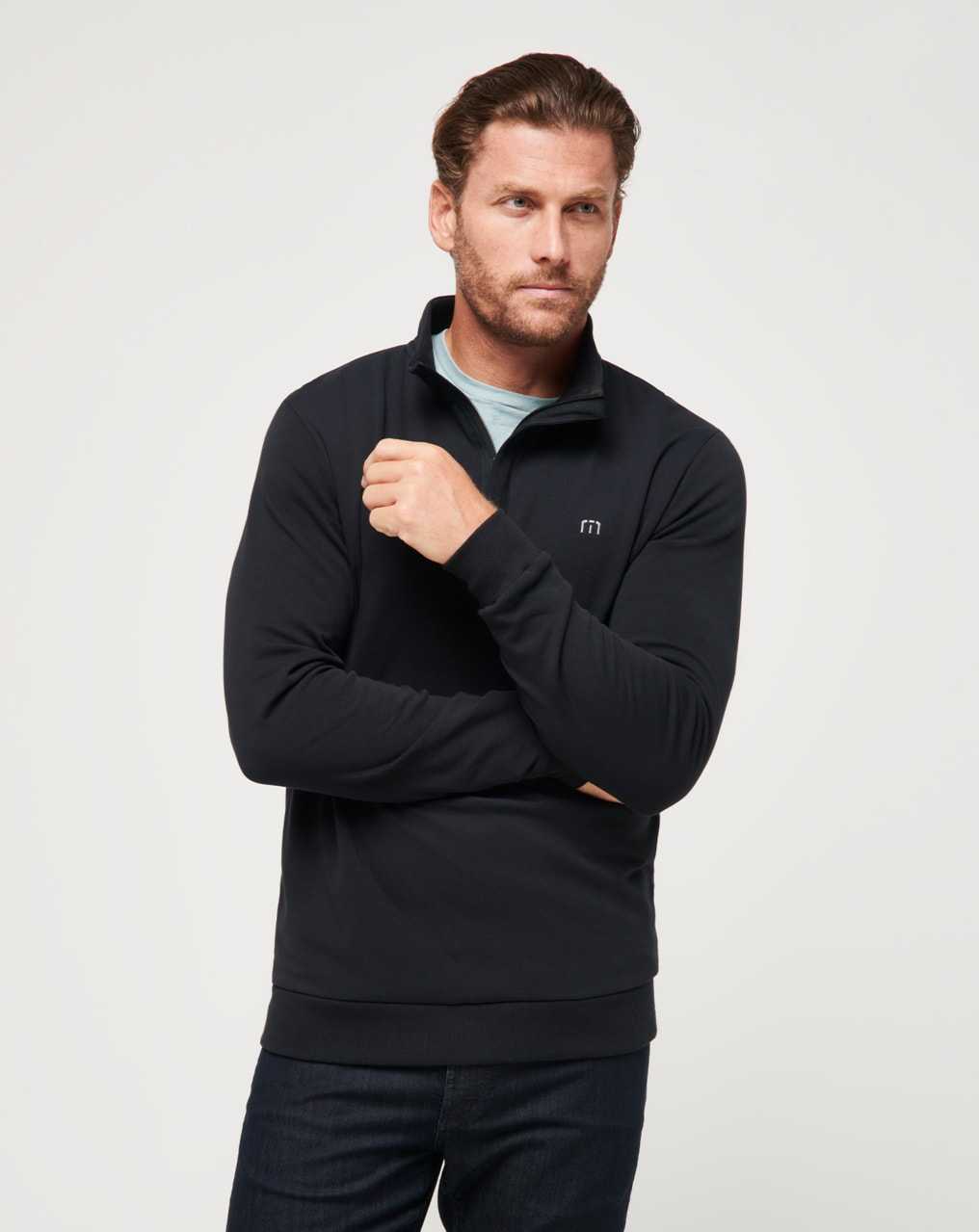 Black Travis Mathew Cloud Quarter Zip 2.0 | YOXE32074