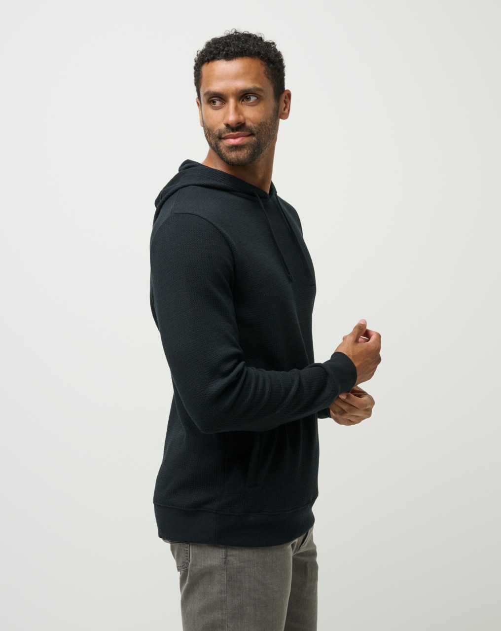 Black Travis Mathew Cloud Waffle Hoodie | EVYP42513