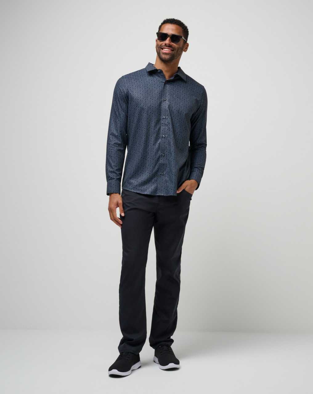 Black Travis Mathew Country Mile Long Sleeve Button-up | BIHK40869