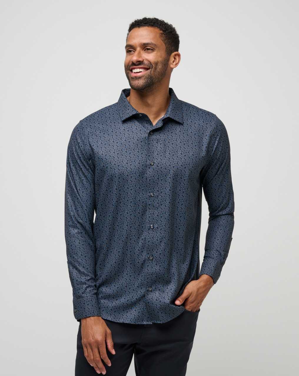 Black Travis Mathew Country Mile Long Sleeve Button-up | BIHK40869