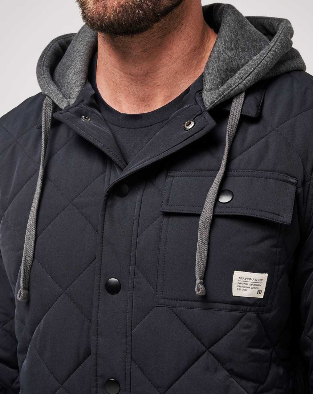 Black Travis Mathew Grey Wave Full Zip Hoodie | LYIC42376