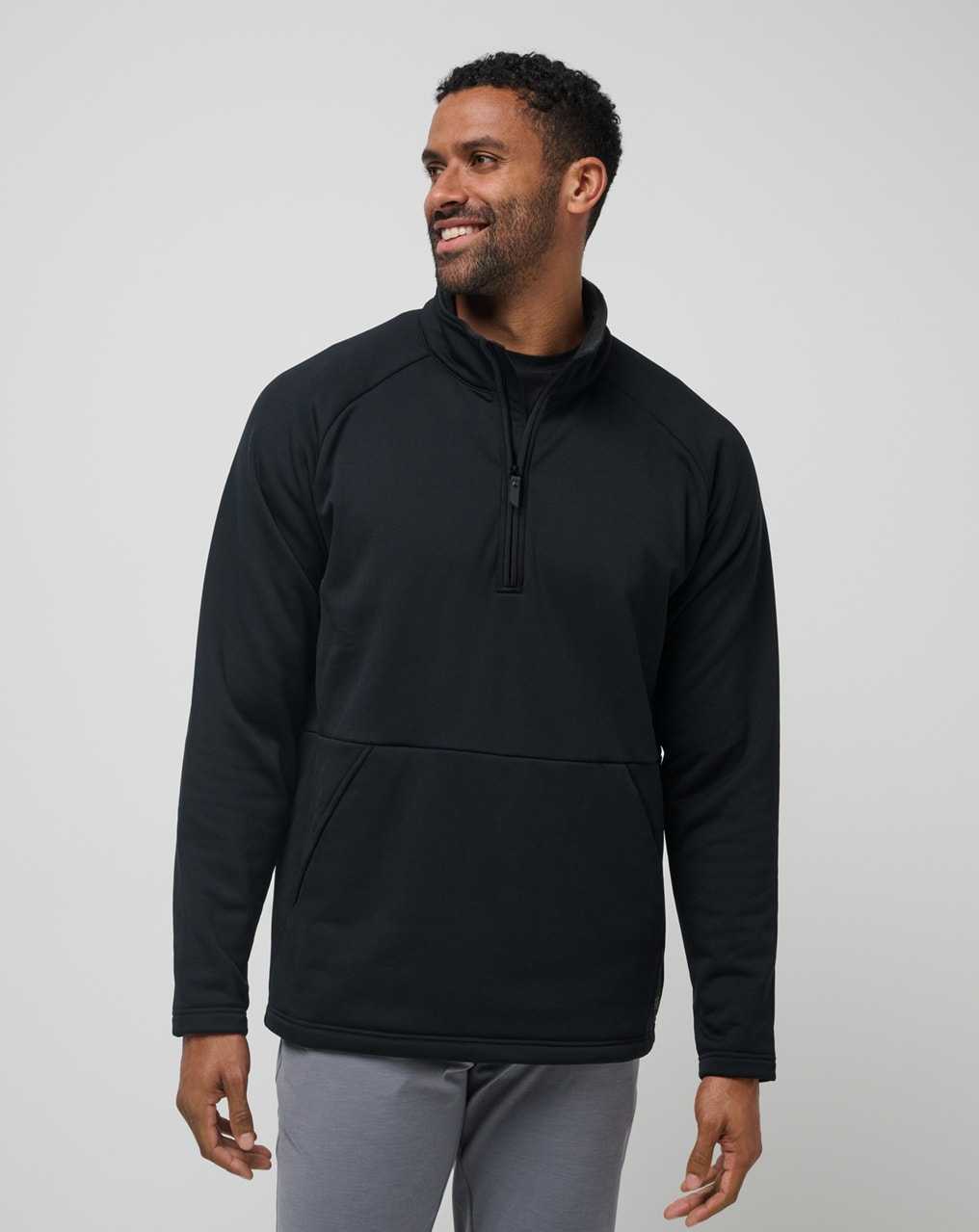 Black Travis Mathew Quest Polar Fleece Quarter Zip | CRVX80657