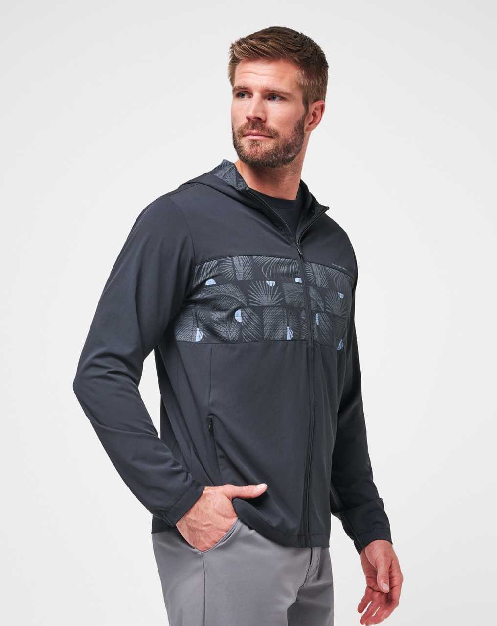 Black Travis Mathew Tech Hoodie Striped Full Zip | BKHX64387