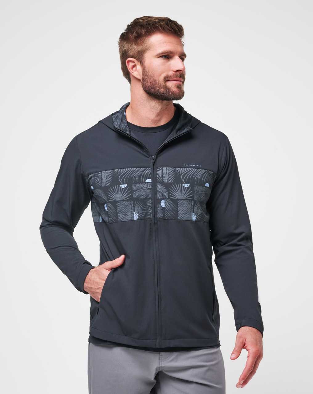 Black Travis Mathew Tech Hoodie Striped Full Zip | BKHX64387