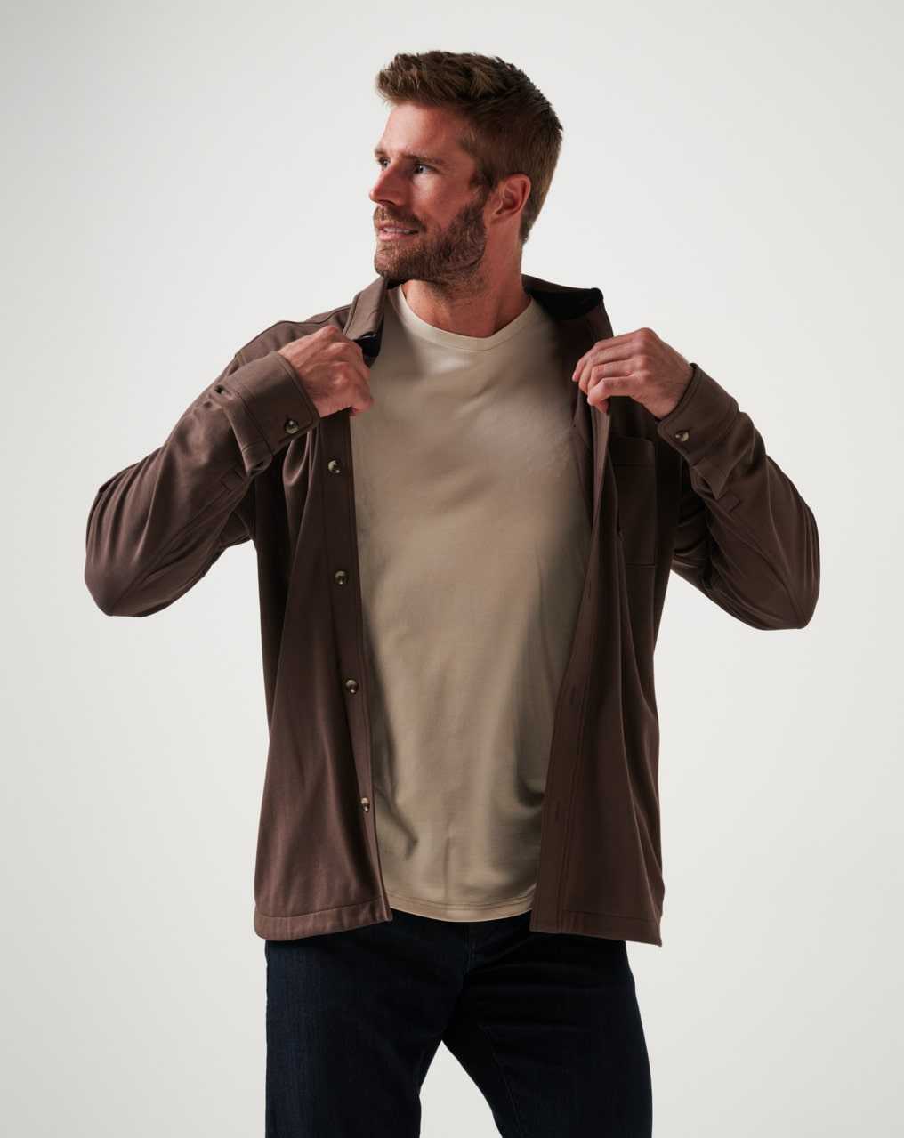 Chocolate Travis Mathew Cloud Shirt Jacket | QZVY82147