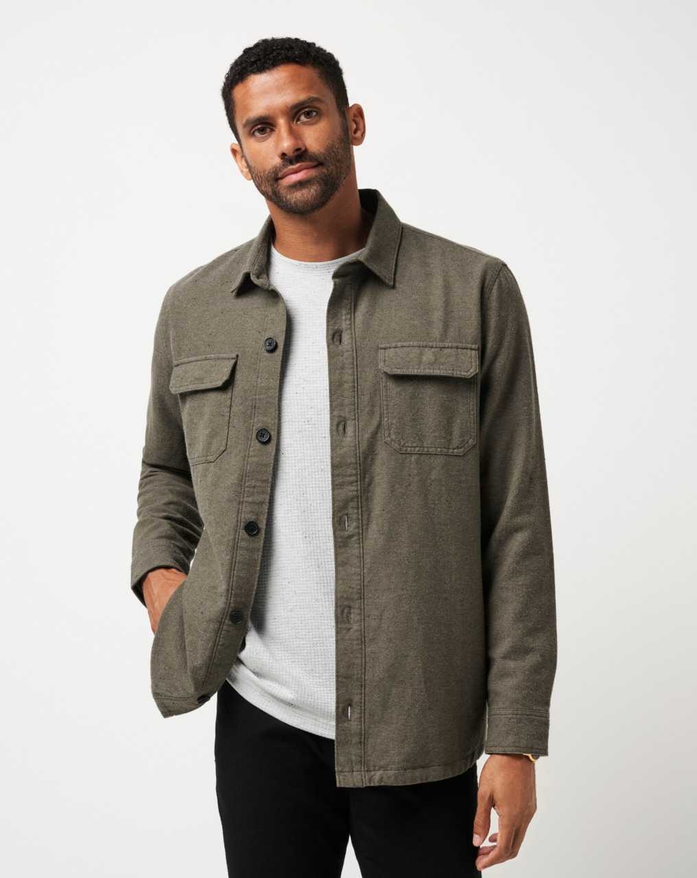 Dark Olive Travis Mathew Halfway There Shirt Jacket | DMFX90436