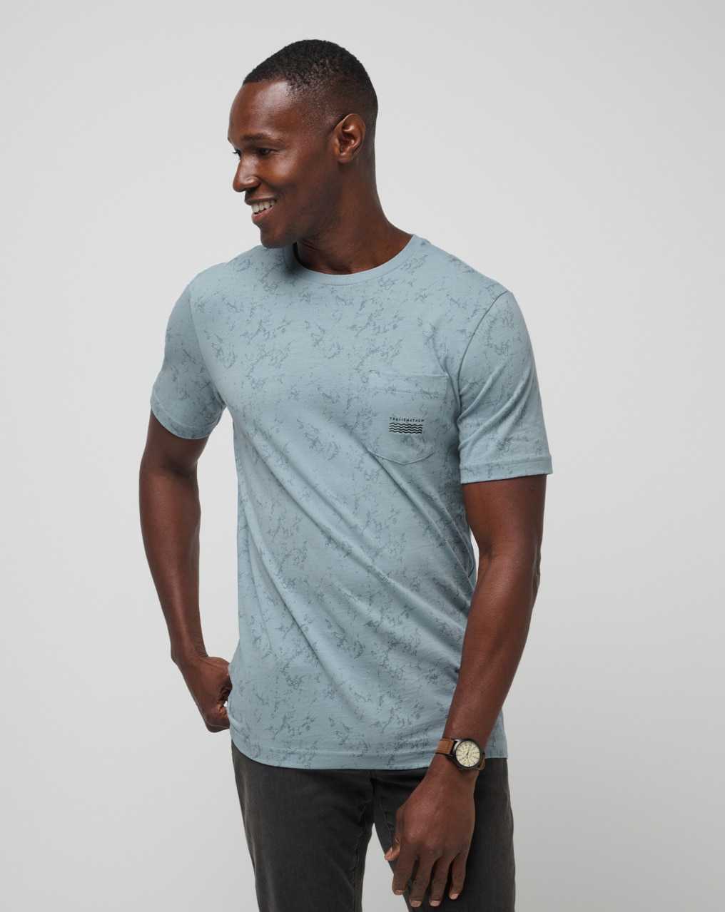 Dusty Blue Travis Mathew Warmer Tides Pocket Tee | FXZO70184