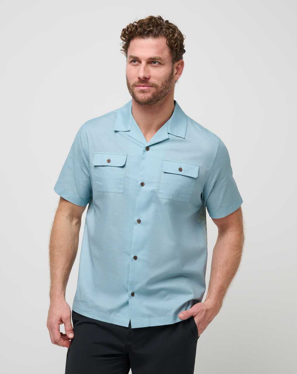 Dusty Blue Travis Mathew Windy Bay Button-up | PNCK46198