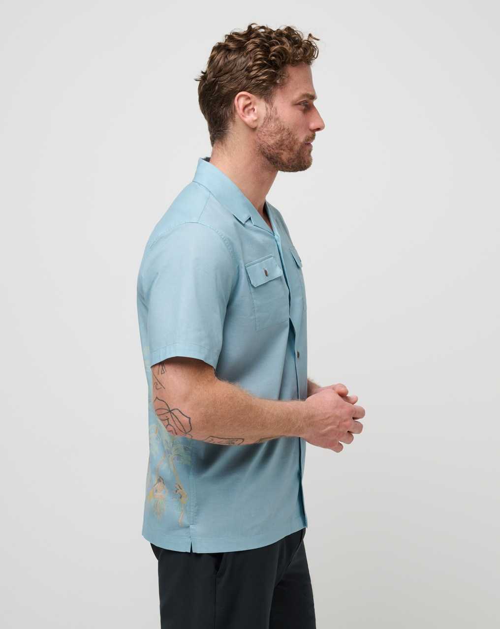 Dusty Blue Travis Mathew Windy Bay Button-up | PNCK46198