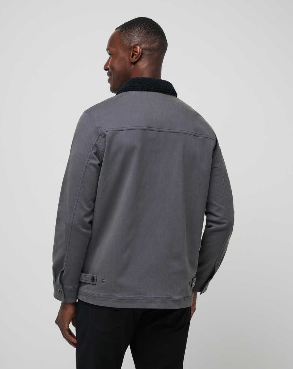 Grey Pinstripe Travis Mathew Cloud Denim Sherpa Jacket | KJEW24691