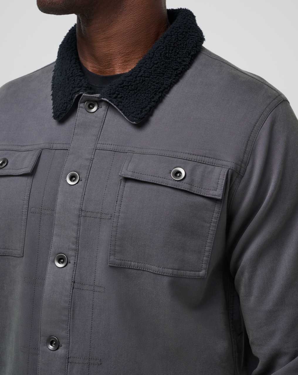 Grey Pinstripe Travis Mathew Cloud Denim Sherpa Jacket | KJEW24691