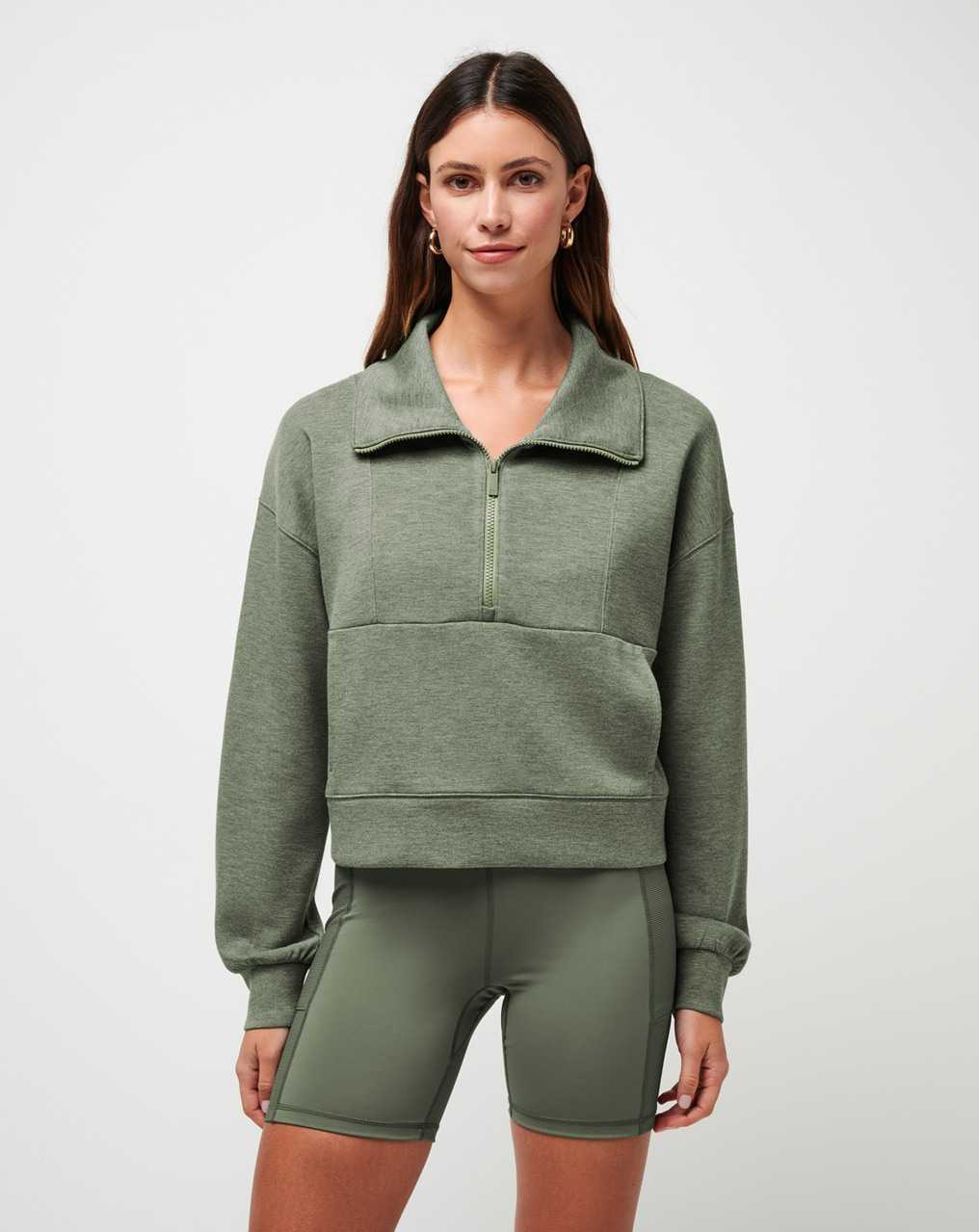 Heather Agave Green Travis Mathew Skyloft Soft Half Zip | JCBN53679