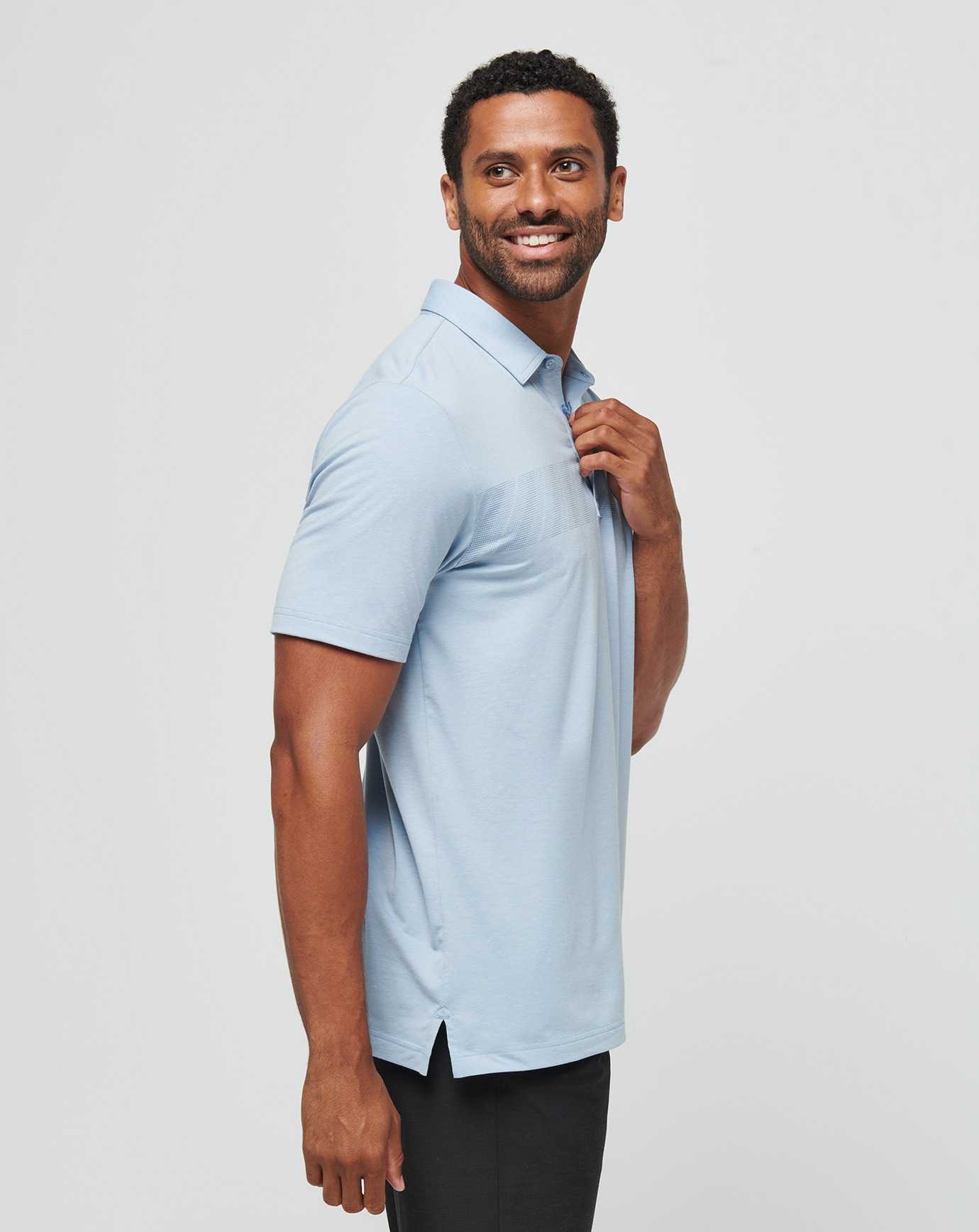 Heather Ash Blue Travis Mathew Jungle Pyramid Polo | EFNY36180