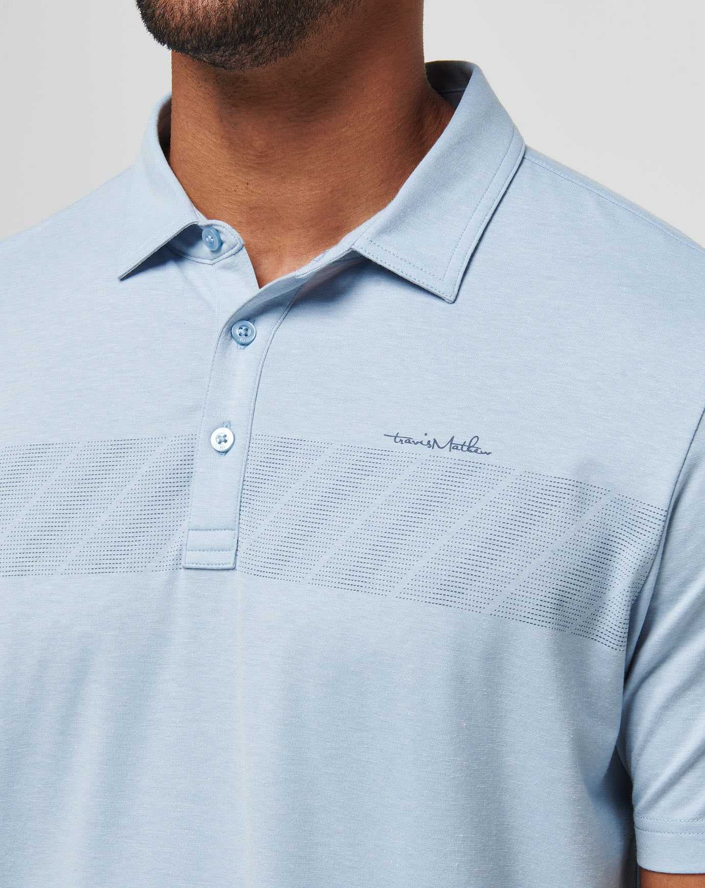 Heather Ash Blue Travis Mathew Jungle Pyramid Polo | EFNY36180