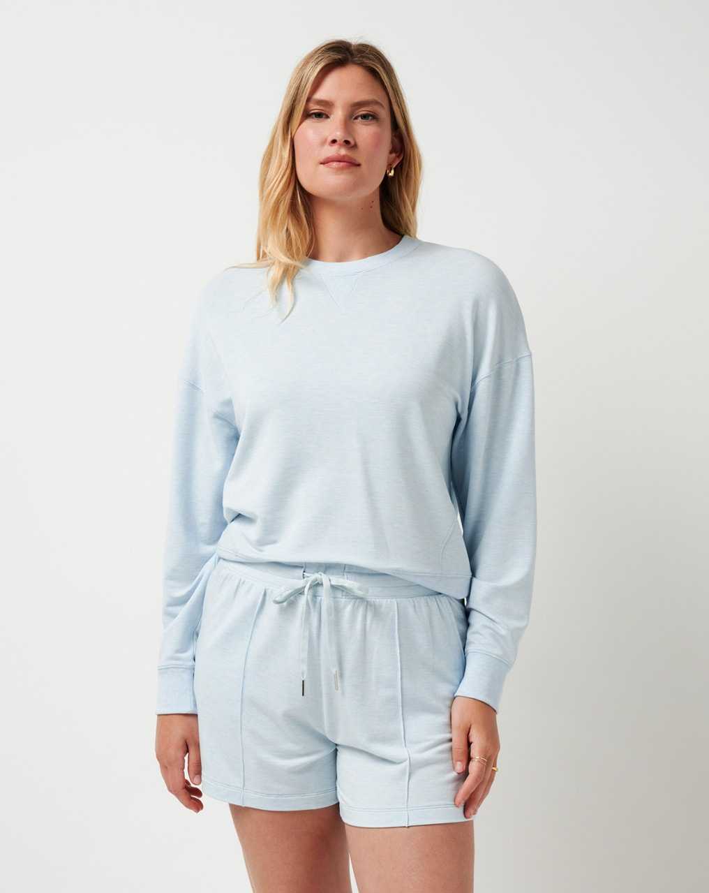 Heather Baby Blue Travis Mathew Cloud Terry Crew | IMHC32487