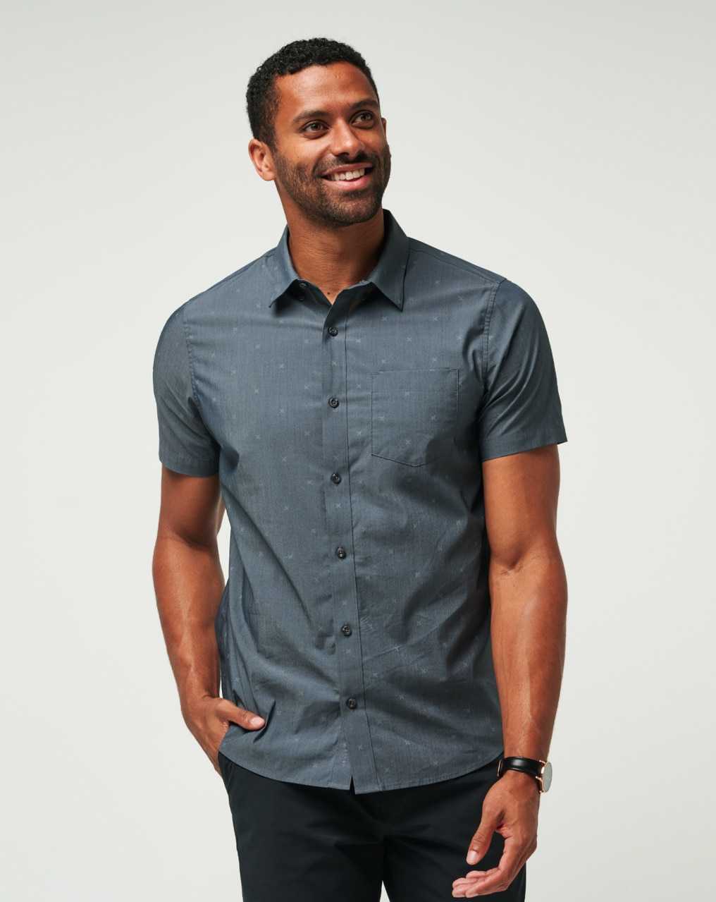 Heather Black Travis Mathew Across The Pond Button-up | ZFTP05263