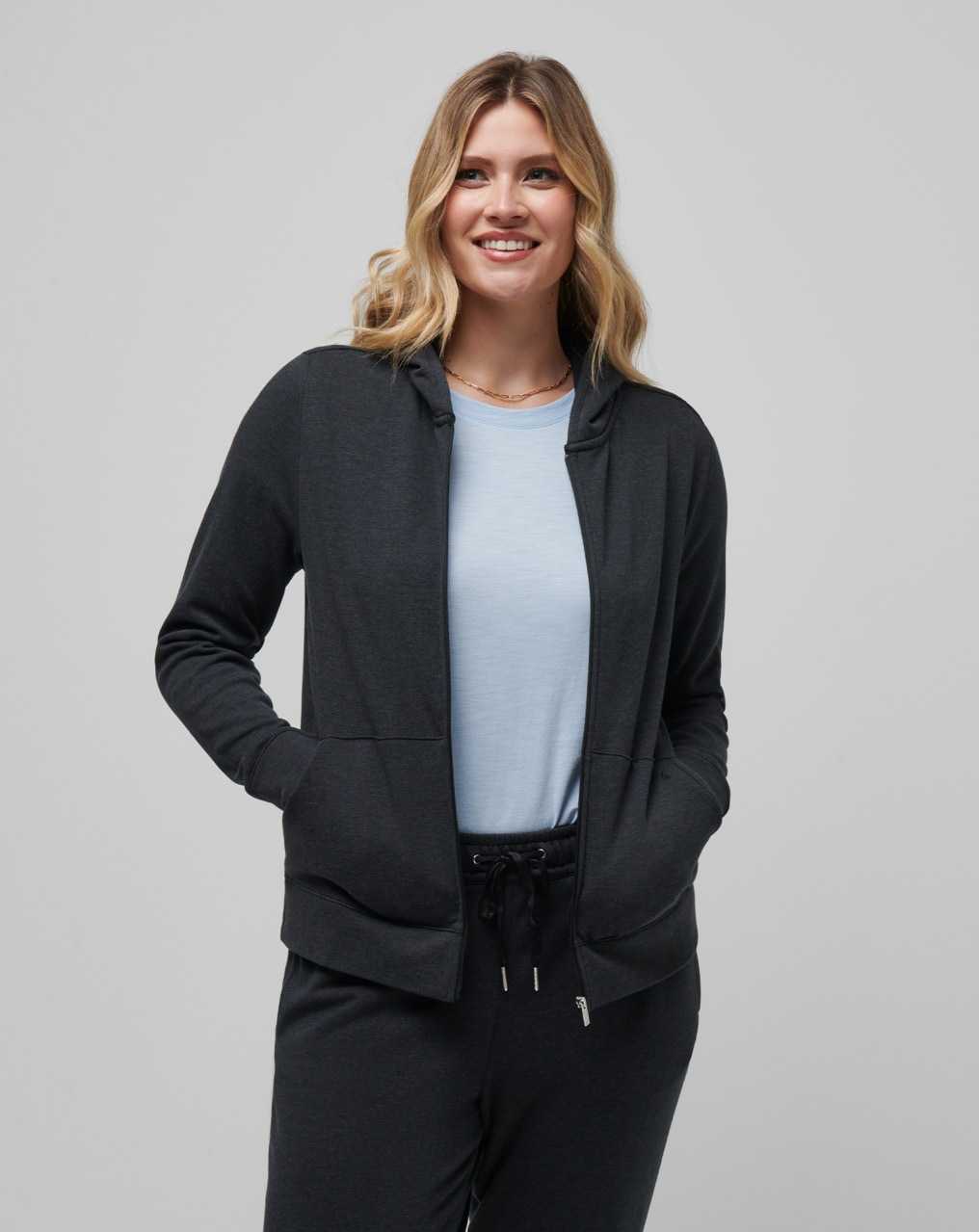 Heather Black Travis Mathew Cloud Fleece Full Zip Hoodie | WIVD61582