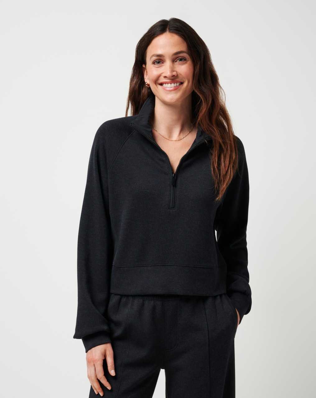 Heather Black Travis Mathew Delightful Half Zip | OHLI51648