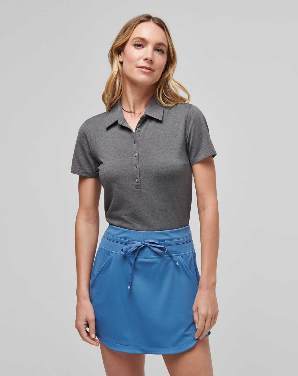 Heather Black Travis Mathew Featherweight Active Polo | LWMG71845