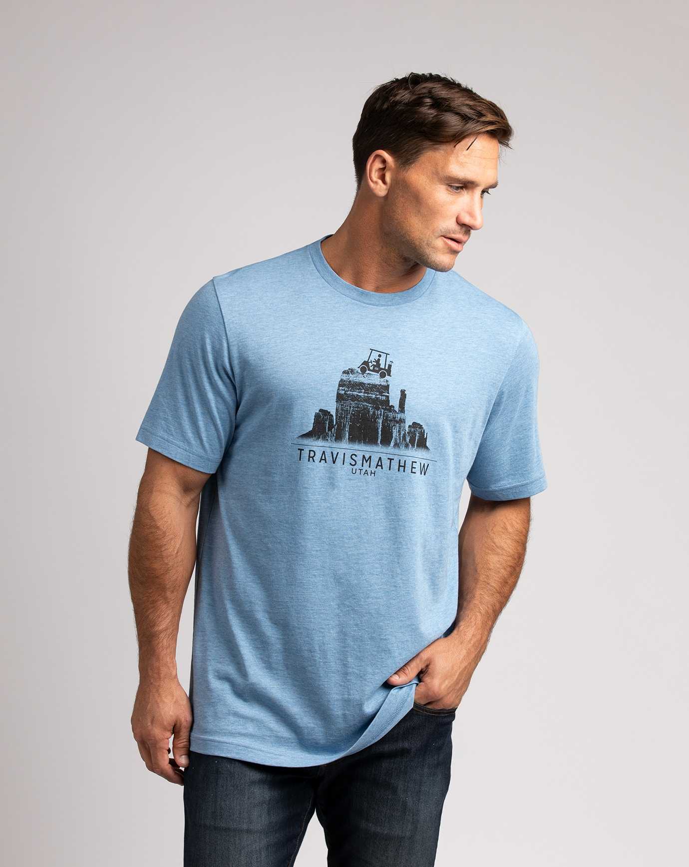 Heather Blue Travis Mathew Across The Plateau Tee | MGWP50691