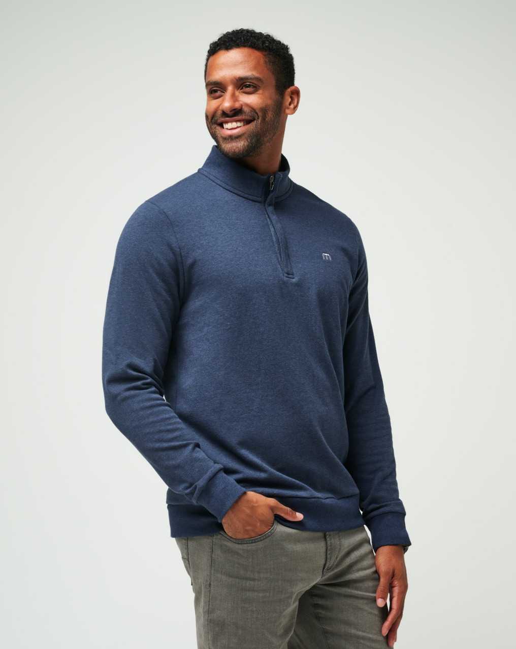 Heather Blue Travis Mathew Cloud Quarter Zip 2.0 | THGF24193