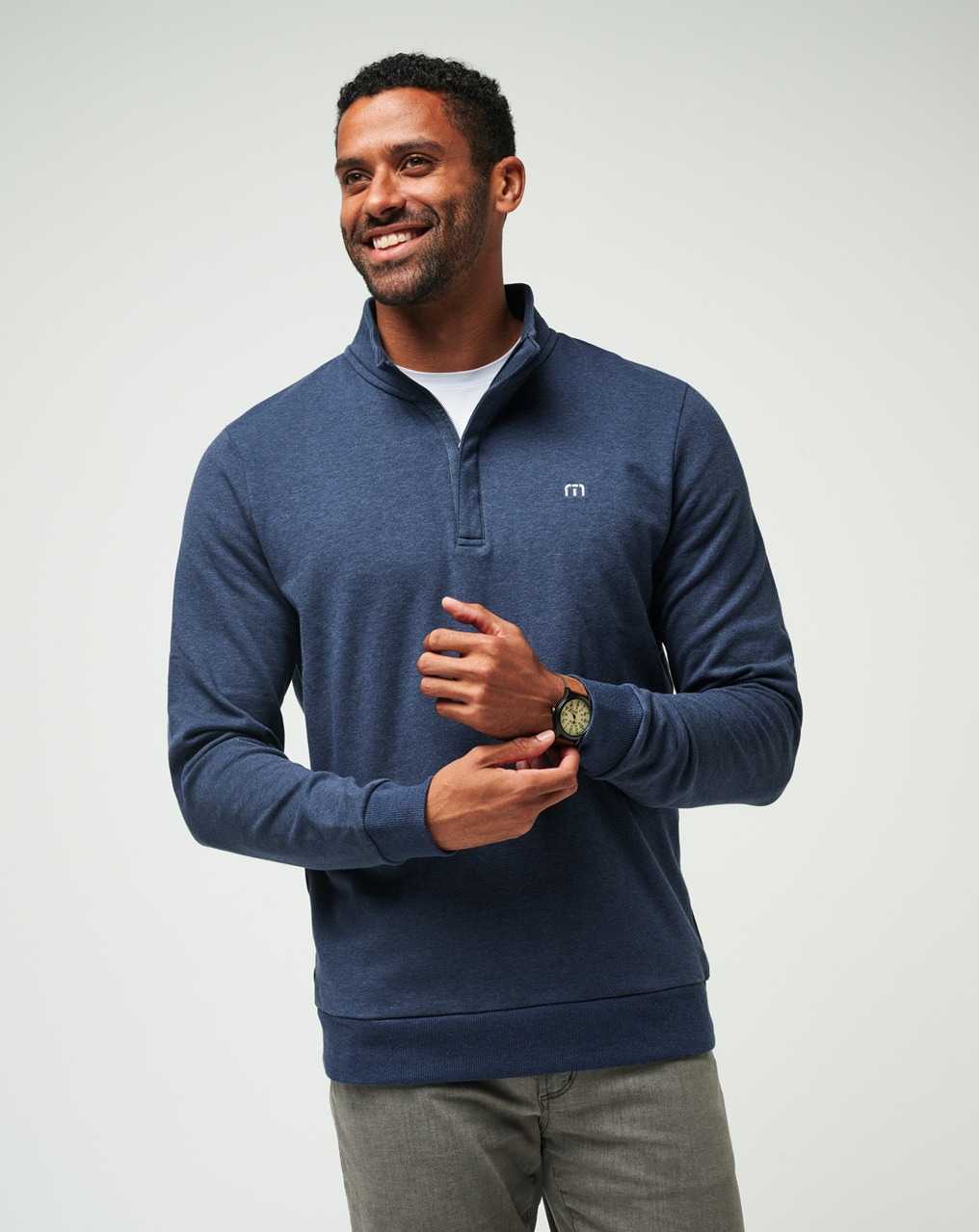 Heather Blue Travis Mathew Cloud Quarter Zip 2.0 | GMUK28916