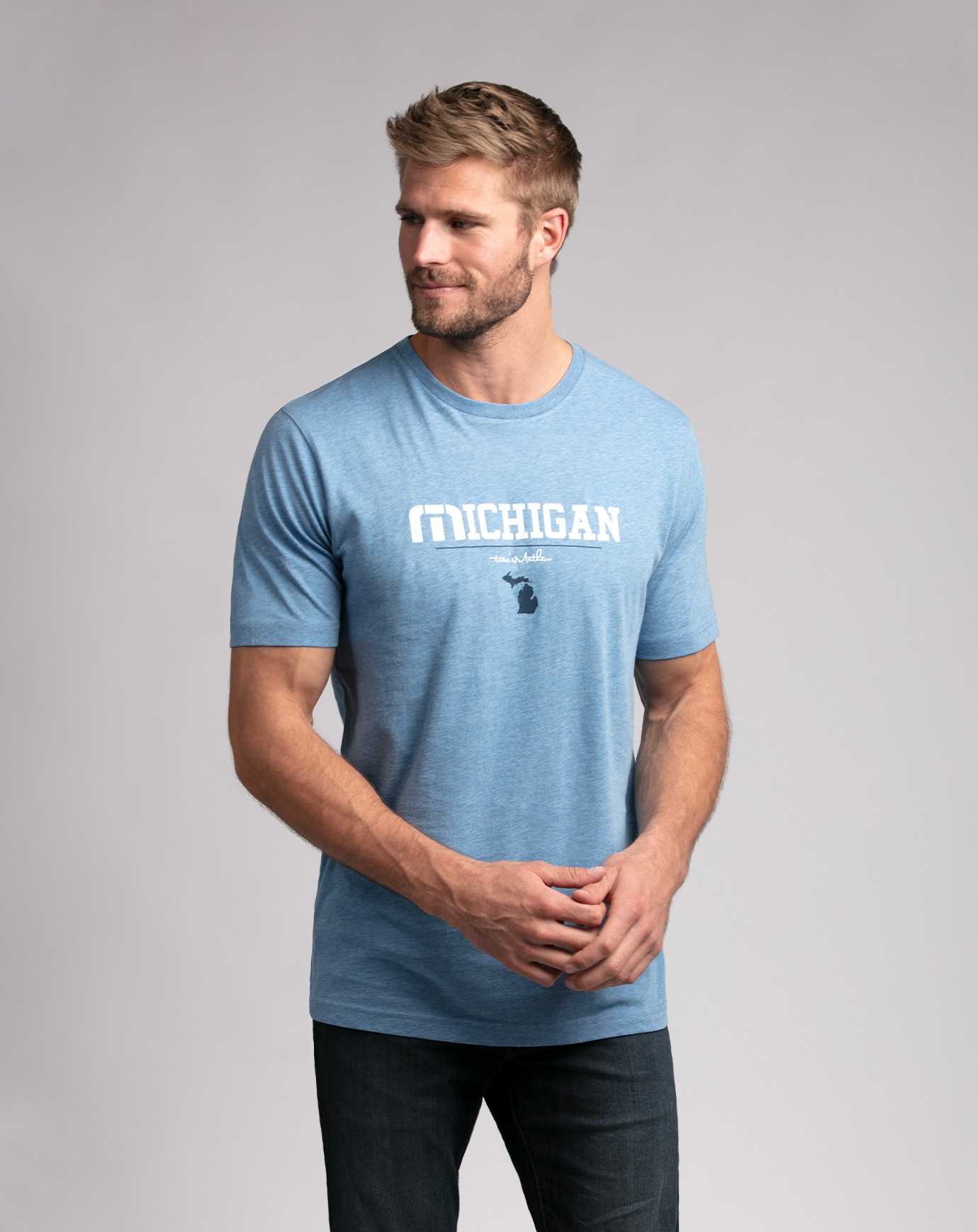 Heather Blue Travis Mathew Mackinac Tee | VEXP01863