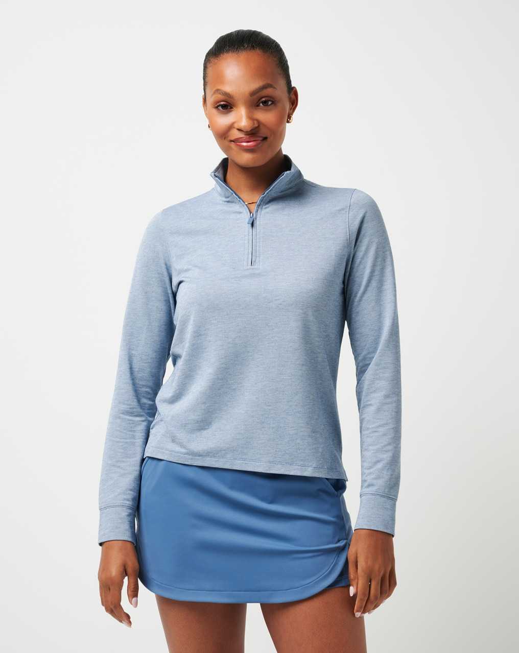 Heather Copen Blue Travis Mathew Featherweight Active Quarter Zip | DMUW53902