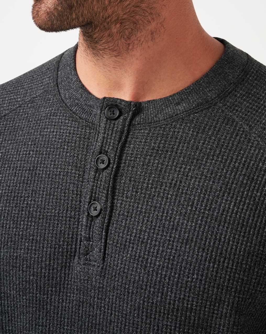 Heather Dark Grey Travis Mathew Storm Brew Cloud Waffle Henley | MBVL41789