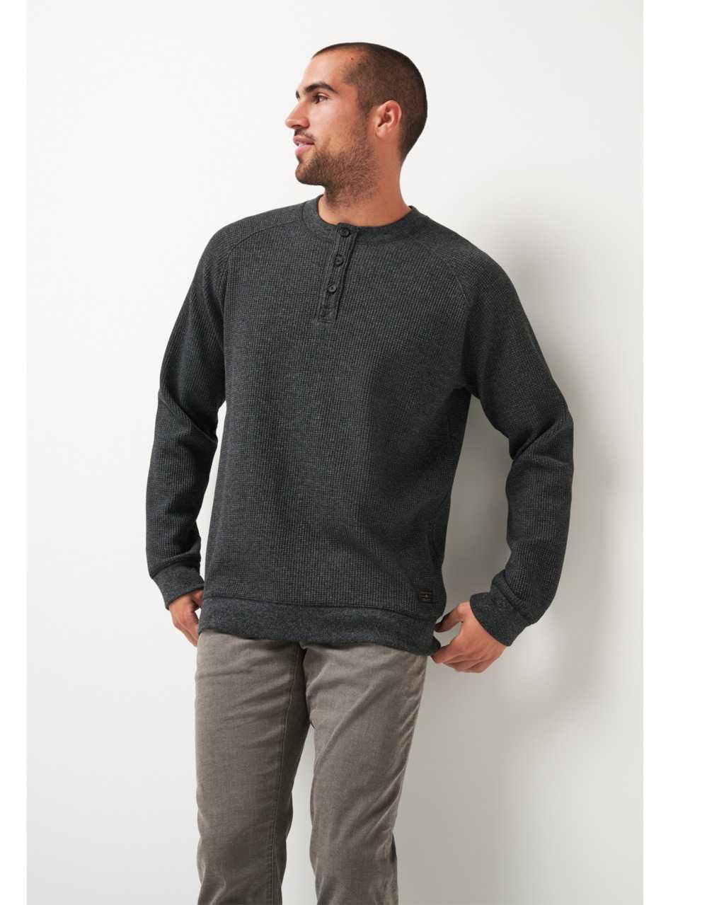 Heather Dark Grey Travis Mathew Storm Brew Cloud Waffle Henley | MBVL41789