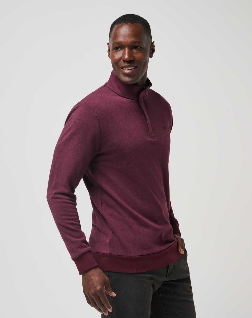 Heather Dark Red Travis Mathew Cloud Quarter Zip 2.0 | NIUM27693