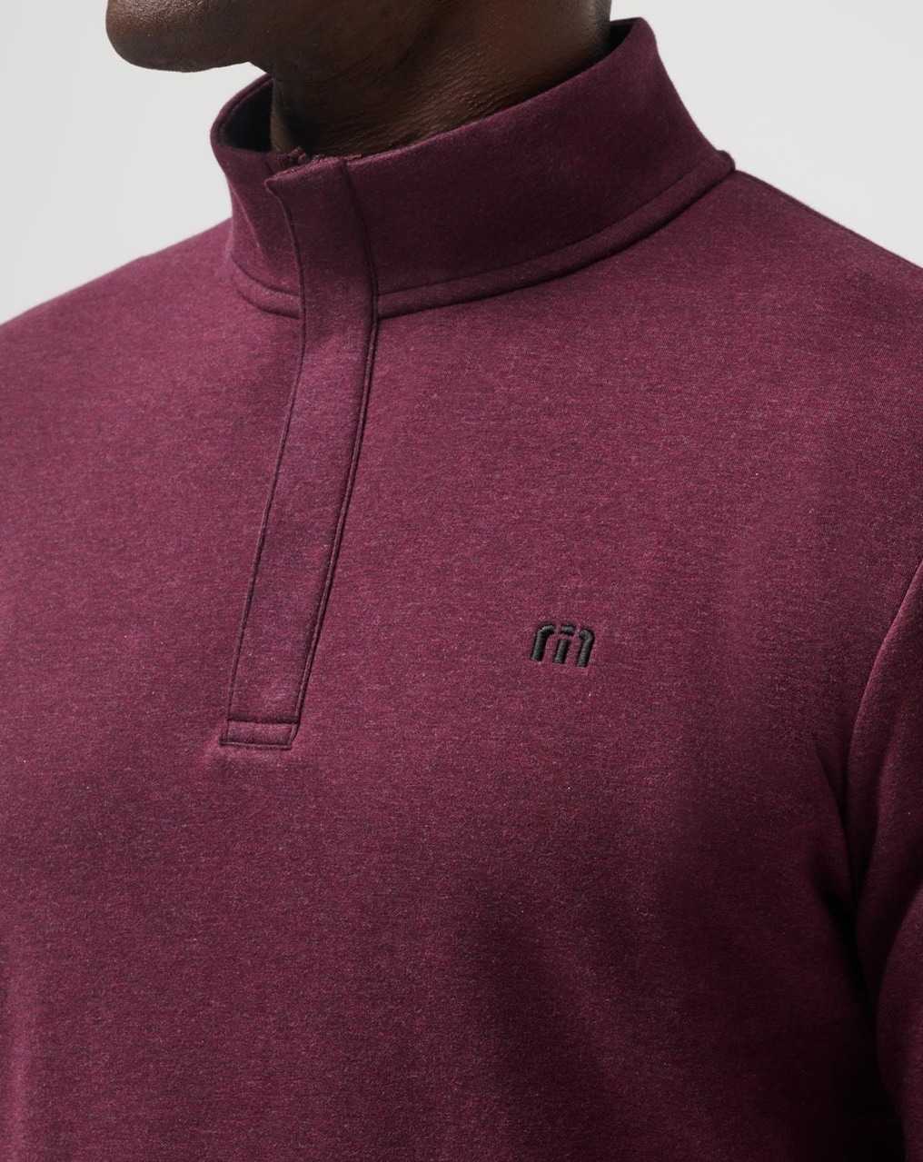 Heather Dark Red Travis Mathew Cloud Quarter Zip 2.0 | NIUM27693